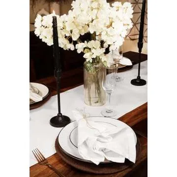 PurpleEssences Set of 12 Hemstitch Cloth Dinner Napkins 100% Cotton - Soft Durable Washable - Ideal for Wedding Spring Summer Easter - Perfect Everyday Use Table Linen 18x18 - White