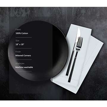 PurpleEssences Set of 12 Hemstitch Cloth Dinner Napkins 100% Cotton - Soft Durable Washable - Ideal for Wedding Spring Summer Easter - Perfect Everyday Use Table Linen 18x18 - White