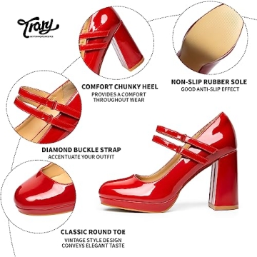 Trary Mary Jane Platform Shoes - Stylish Chunky Heels for Women