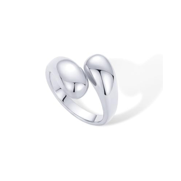 PAVOI Chunky Rhodium Plated Crossover Statement Ring