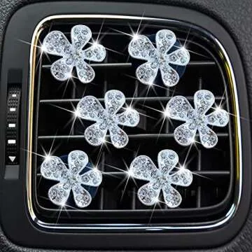 Bling Flower Air Vent Clips, 6 Pcs Cute Daisy Car Air Fresheners Vents Clips Car Diffuser Rhinestone...