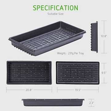 VIVOSUN 10x20 Heavy Duty Plant Growing Tray Pack of 10