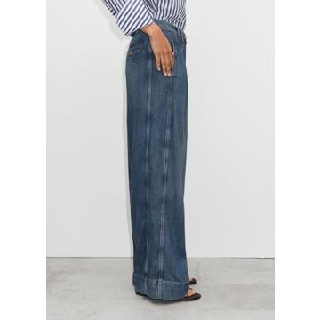 PLNOTME Women's High Waisted Wide Leg Jeans Baggy Mom Casual Denim Pants Wash Blue