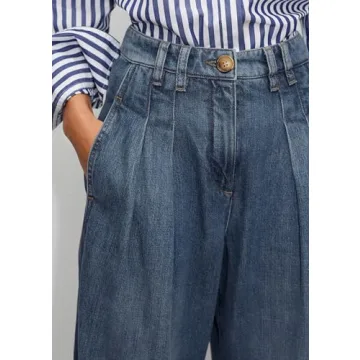 PLNOTME Women's High Waisted Wide Leg Jeans Baggy Mom Casual Denim Pants Wash Blue