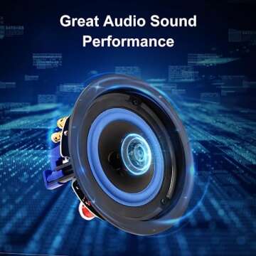 Herdio 4 Inch 320 Watts 2-Way Bluetooth Ceiling Speakers Package Perfect for Home Theater System, Li...