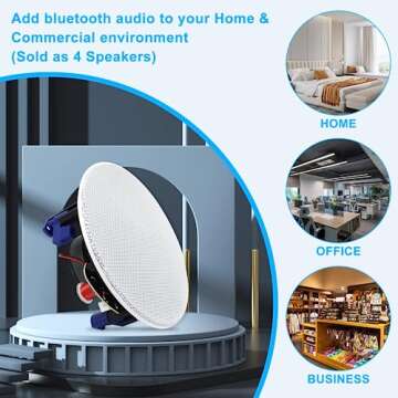 Herdio 4 Inch 320 Watts 2-Way Bluetooth Ceiling Speakers Package Perfect for Home Theater System, Living Room,Office,Flush Mount（4 Speakers）