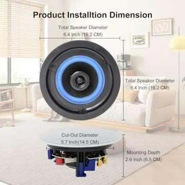 Herdio 4 Inch 320 Watts 2-Way Bluetooth Ceiling Speakers Package Perfect for Home Theater System, Living Room,Office,Flush Mount（4 Speakers）