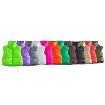 KEOMUD Women's Lightweight Winter Crop Vest Padded Gilet