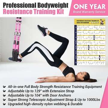 Home Resistance Training Kit, Resistance Trainer Exercise Straps with Handles, Door Anchor and Carry...