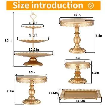 XINLIYA Set of 6 Antique Gold Metal Cake Stands for Events and Home Decoration