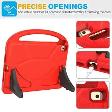 SUPLIK Kids Case for iPad 9th/8th/7th Generation - iPad 10.2 inch 2021/2020/2019 Case with Built-in Screen Protector, Durable Shockproof Handle Stand Kids Case for Apple iPad 7/8/9 Gen, Red