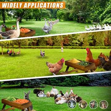 Chicken Picnic Table Feeder, Chicken Feeder No Waste Carbonization Wooden, Lovely Chicken Feeder, 15.7" L X 14.9" W X 8.6" H, Duck Feeder No Mess, Easy to Clean and Fill