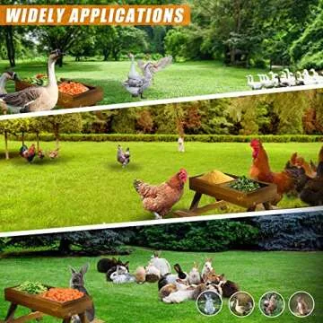 Chicken Picnic Table Feeder, Chicken Feeder No Waste Carbonization Wooden, Lovely Chicken Feeder, 15.7" L X 14.9" W X 8.6" H, Duck Feeder No Mess, Easy to Clean and Fill