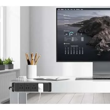 Fast Charging Under Desk Power Strip,12 Outlet Mountable Power Strip with 4 USB,1200J Surge Protection,6FT/10FT Flat Extension Cord