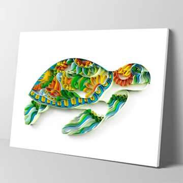Uniquilling Quilling Kit, Paper Quilling Kits, 8 * 10-in Green Turtle Paper Filigree Kits with Quilling Tools& Using Manual, DIY Quilling Artwork Modern Wall Art for Living Room