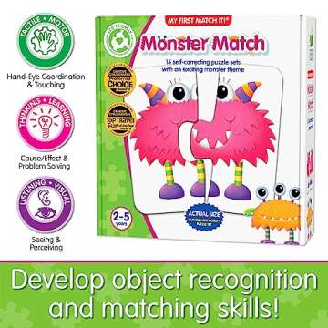 The Learning Journey: My First Match It - Monster Match - Puzzle Games for Toddlers - 15 Self-Correcting Matching Picture Game - Award Winning Toys
