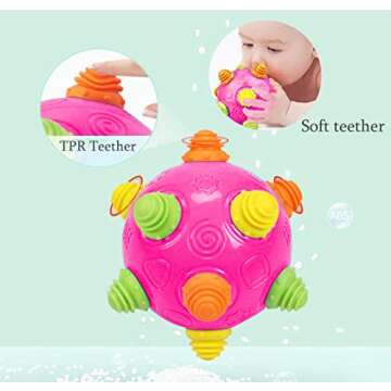 YMDLY Toys Toddler Baby Bouncing Sensory Ball - Sturdy Durable Crawling Ball Toy Fun Learning Ball Toy Two Modes Baby Music Ball Facilitates Movement of Children Suitable for Babies,Red,18+ Months