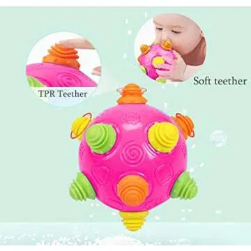 YMDLY Toys Toddler Baby Bouncing Sensory Ball - Sturdy Durable Crawling Ball Toy Fun Learning Ball Toy Two Modes Baby Music Ball Facilitates Movement of Children Suitable for Babies,Red,18+ Months