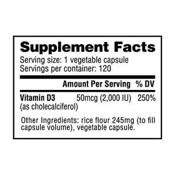 NutraBio Vitamin D 2000 IU - Immune Support Capsules