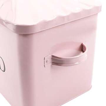 Jolitac Metal Bread Box - Kitchen Countertop Pink Bread Storage Bin with Lid and hands, Large Capacity Farmhouse Bread keeper Food Storage Container