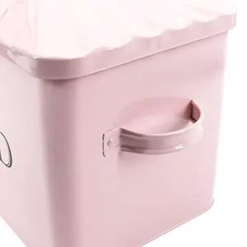 Jolitac Metal Bread Box - Kitchen Countertop Pink Bread Storage Bin with Lid and hands, Large Capacity Farmhouse Bread keeper Food Storage Container
