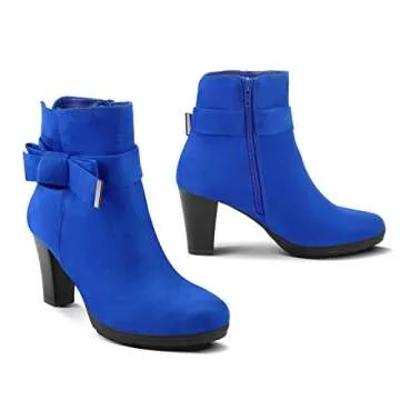 mysoft Women's Booties with Heel, Chunky Stacked Heel Zipper Ankle Boots for Ladies