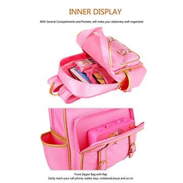 Children Princess Waterproof PU Backpack for Elementary School Girls