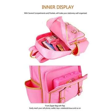 Children Princess Waterproof PU Backpack for Elementary School Girls