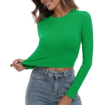 Trendy Artfish Women's Knit Long Sleeve Crop Top