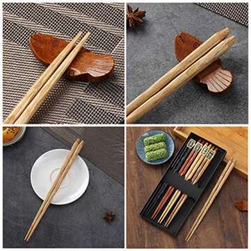 HuaLan Japanese Natural Wood Chopstick Set - 5 Pairs Gift Set