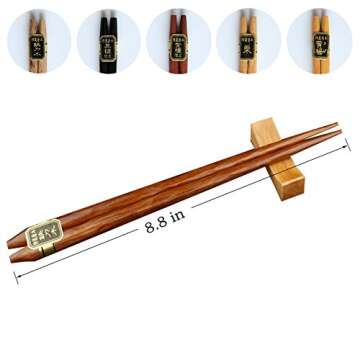 Natural Wood Chopstick Set 5 Pairs Gift Set