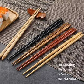 Natural Wood Chopstick Set 5 Pairs Gift Set