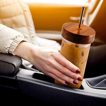 Kitchen Charisma Mason Jar Wooden Lids for Ball Jars Only With 4 Reusable Stainless Steel Drinking Straws - 4 Lids Wide Mouth 3.25 in, Regular Mouth 2.5 in Opening Acacia - Drink Lids for Canning Jars