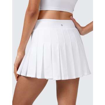 CRZ YOGA Cute Pleated Skirts for Women - High Waisted Tennis & Golf Skorts with Pockets