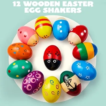 JOYIN Wooden Egg Shakers for Easter Fun and Play