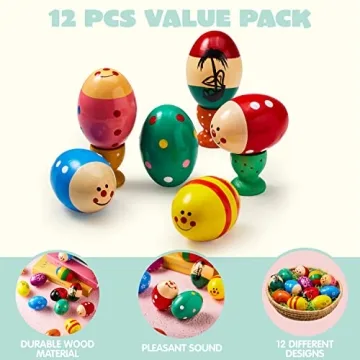JOYIN Wooden Egg Shakers for Easter Fun and Play