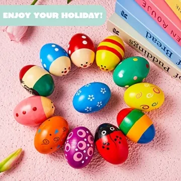JOYIN Wooden Egg Shakers for Easter Fun and Play