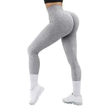 RXRXCOCO Women Seamless Butt Lifting Leggings TIK Tok Booty Lifting Leggings for Women Workout Gym High Waisted Yoga Pants Grey Medium