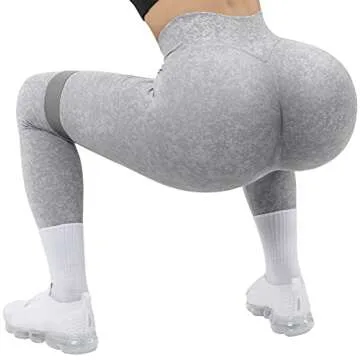RXRXCOCO Women Seamless Butt Lifting Leggings TIK Tok Booty Lifting Leggings for Women Workout Gym High Waisted Yoga Pants Grey Medium