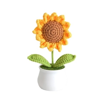 YiQiYi Handmade Sunflower Crochet Flower for Home & Car Decor
