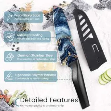 Astercook 12 Pcs Colorful Kitchen Knife Set with Guards