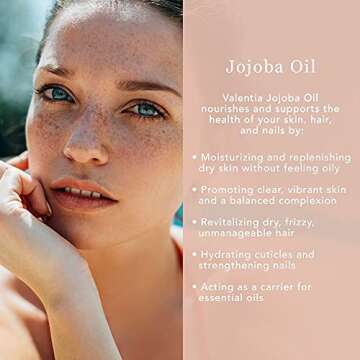 Valentia Jojoba Oil Organic Cold Pressed Unrefined | 100% Pure Natural Oil 4 Ounce| Multipurpose Moisturizer For Face Hair Skin And Nails