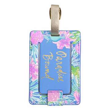 Lilly Pulitzer Women's Leatherette Luggage Tag – Swizzle In – Chic & Stylish