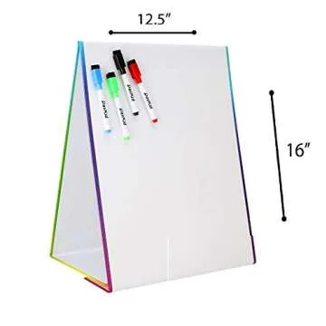 Tabletop Magnetic Easel & Whiteboard (2 Sides) Includes: 4 Dry Erase Markers. Drawing Art White Board Educational Kids Toy