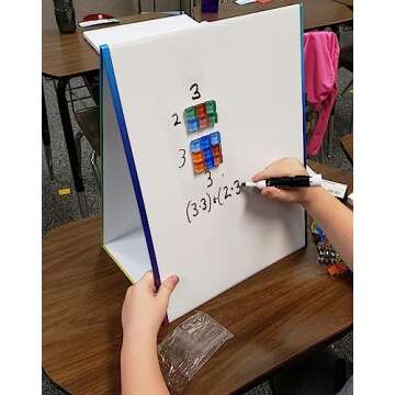 Tabletop Magnetic Easel & Whiteboard (2 Sides) Includes: 4 Dry Erase Markers. Drawing Art White Board Educational Kids Toy