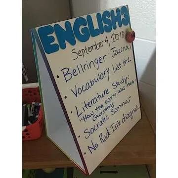 Tabletop Magnetic Easel & Whiteboard (2 Sides) Includes: 4 Dry Erase Markers. Drawing Art White Board Educational Kids Toy