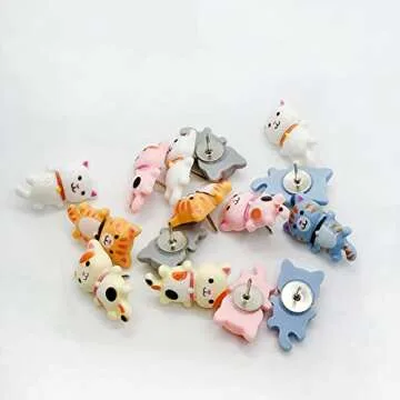 30 pcs Cute Cat Creative Push Pin Cute Decorative Thumbtacks Photo Memo Note Drawing Multi-Functional Pushpin Home Office Teacher Personal Organization Supplies