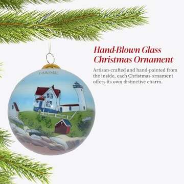 Art Studio Company - Hand Painted Christmas Ornament, Blown Glass, Hanging Tree Ornament, Holiday De...