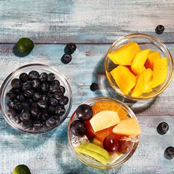 WERTIOO 4 Inch Small Glass Bowls 12 PCS, Mini Food Prep Bowl Tiny Glass Ramekins for Kitchen Dessert, Dips, and Candy Dishes or Nut Bowls