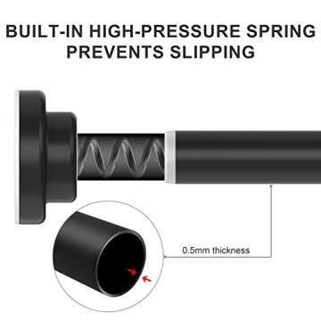 Ausemku Shower Curtain Rod Tension - 26-76 Inch Never Rust Non-Slip Spring Tension Curtain Rod No Drilling Stainless Steel Curtain Rod Use Bathroom Kitchen（Black）